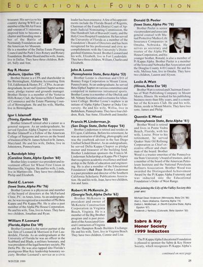 Sabre & Key Honor Society 1999 Inductees